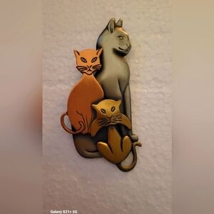 Tri-color Cat Brooch/ Pin